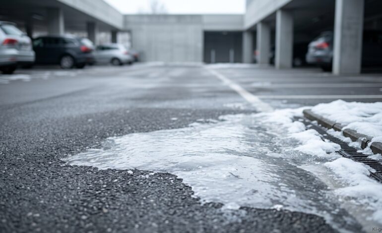 Haftung für Sturz auf Parkplatz-(KI-generiertes Bild)